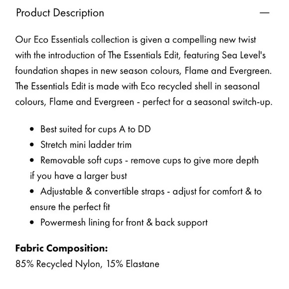 NWT Sea Level Swim Eco Essentials Spliced One Piece Cinnamon Size 14 - Picture 12 of 12